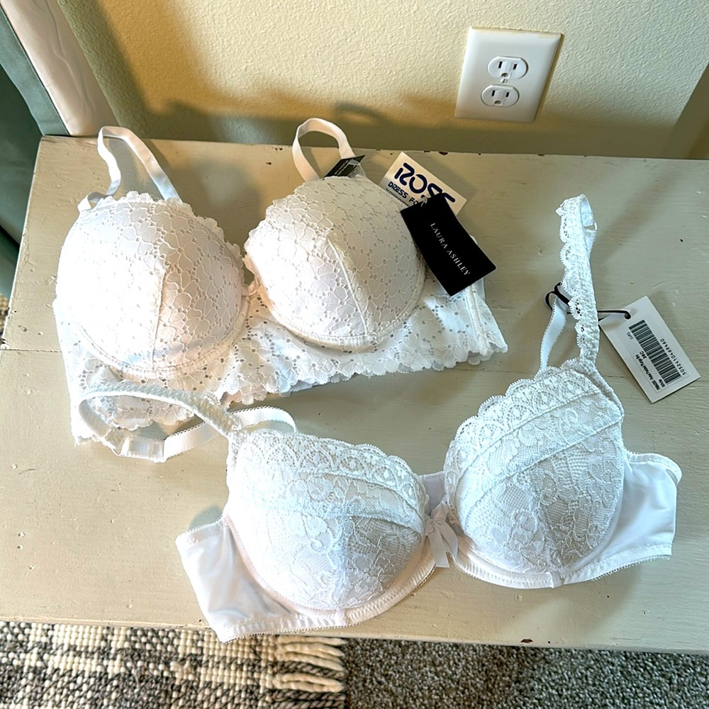White lace bras